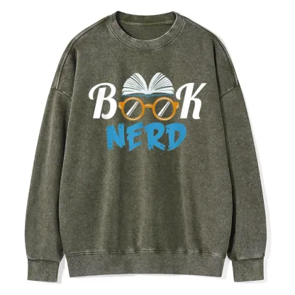 Pagewings Book Nerd Unisex Washed Sweatshirt