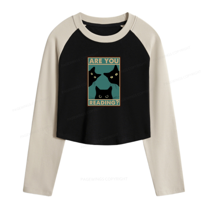 Pagewings Are You Reading Women Long Sleeve Crop Raglan T-shirt
