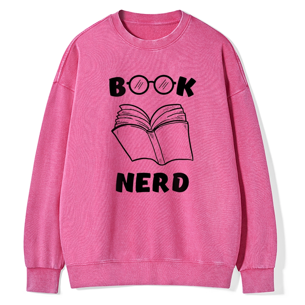 Pagewings Book Nerd Funny Book Unisex Washed Sweatshirt