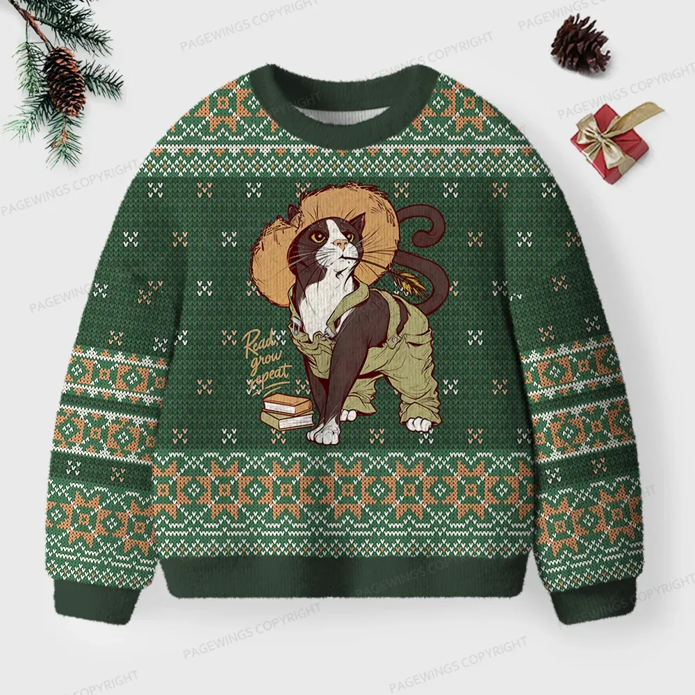 Pagewings Read Grow Repeat Unisex Ugly Knit Sweatshirt