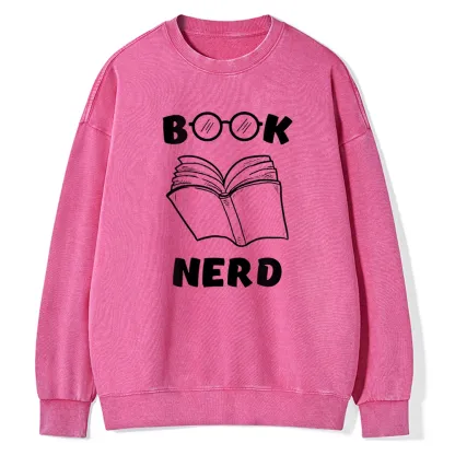 Pagewings Book Nerd Funny Book Unisex Washed Sweatshirt