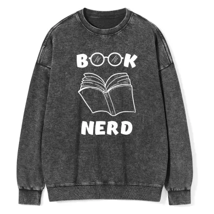 Pagewings Book Nerd Funny Book Unisex Washed Sweatshirt