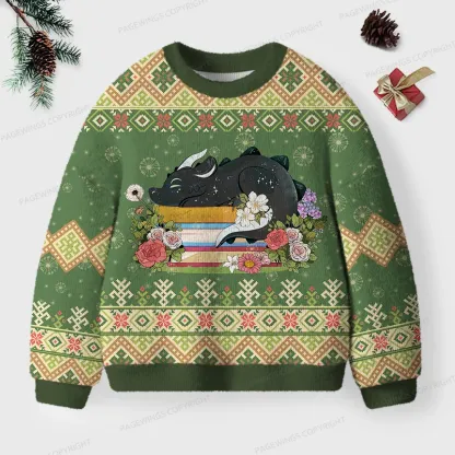 Pagewings Book Dragon Unisex Ugly Knit Sweatshirt