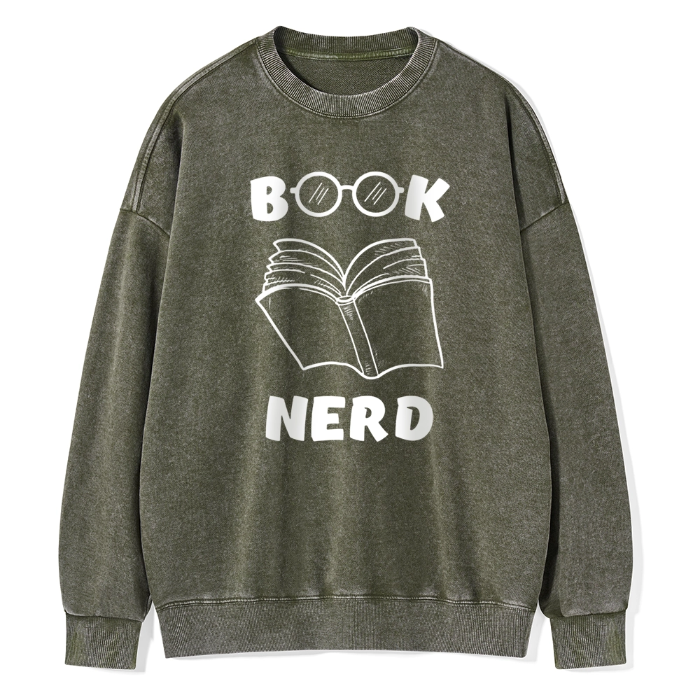 Pagewings Book Nerd Funny Book Unisex Washed Sweatshirt