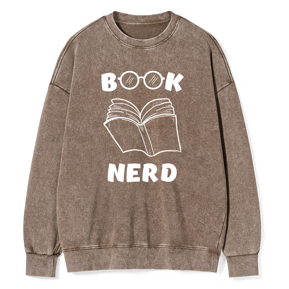 Pagewings Book Nerd Funny Book Unisex Washed Sweatshirt