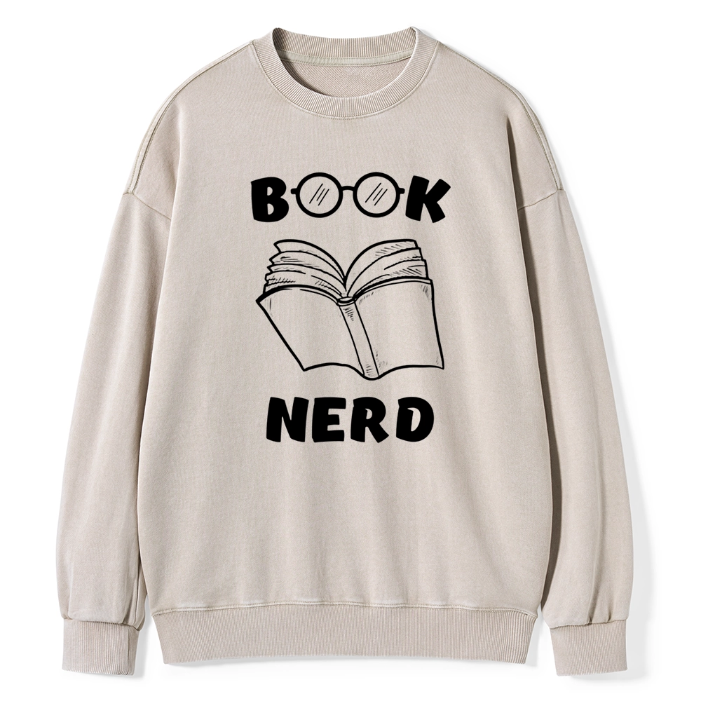 Pagewings Book Nerd Funny Book Unisex Washed Sweatshirt