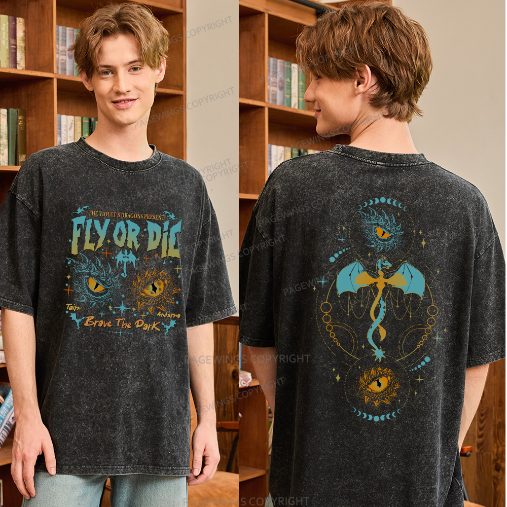 Pagewings Fly Or Die Unisex Washed T-shirt