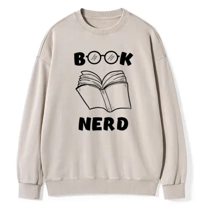 Pagewings Book Nerd Funny Book Unisex Washed Sweatshirt
