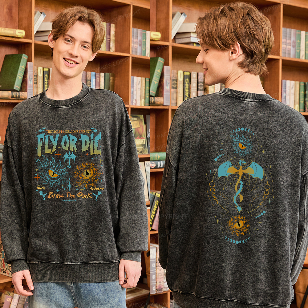 Pagewings Fly Or Die Unisex Washed Sweatshirt