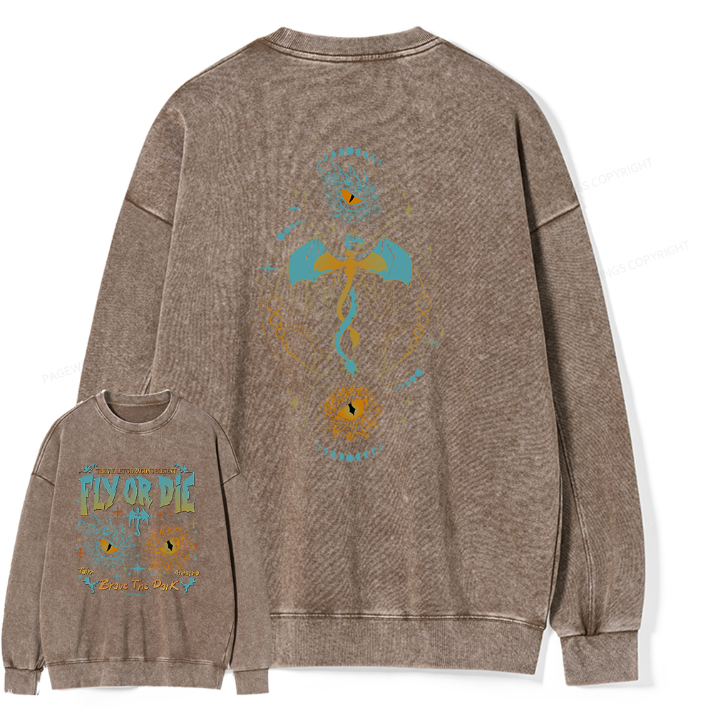 Pagewings Fly Or Die Unisex Washed Sweatshirt