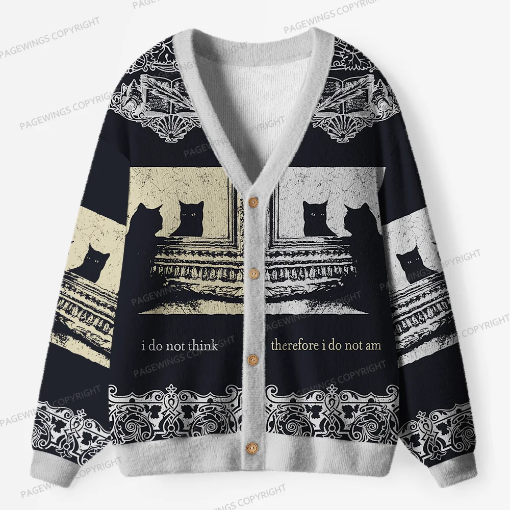 Pagewings I Do Not Think Therefore I Do Not Am Unisex Ugly Cardigan Sweaters