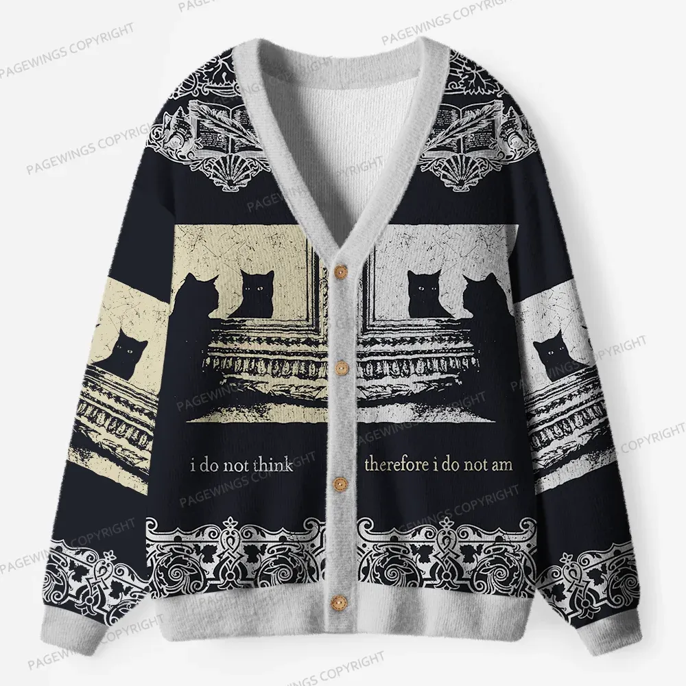Pagewings I Do Not Think Therefore I Do Not Am Unisex Ugly Cardigan Sweaters