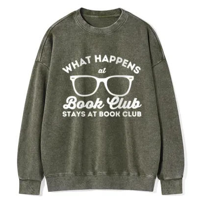 Pagewings What Happens At Book Club Unisex Washed Sweatshirt