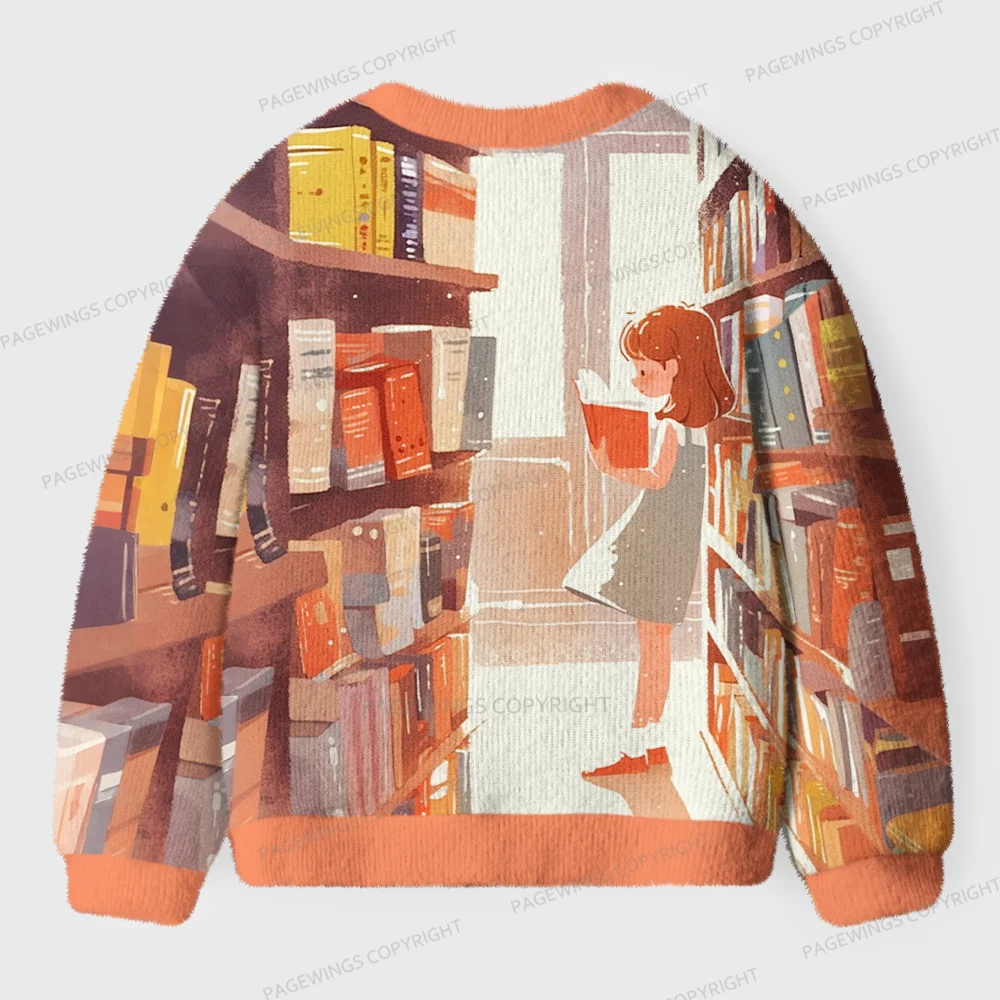 Pagewings Book Girl  Unisex Ugly Cardigan Sweaters