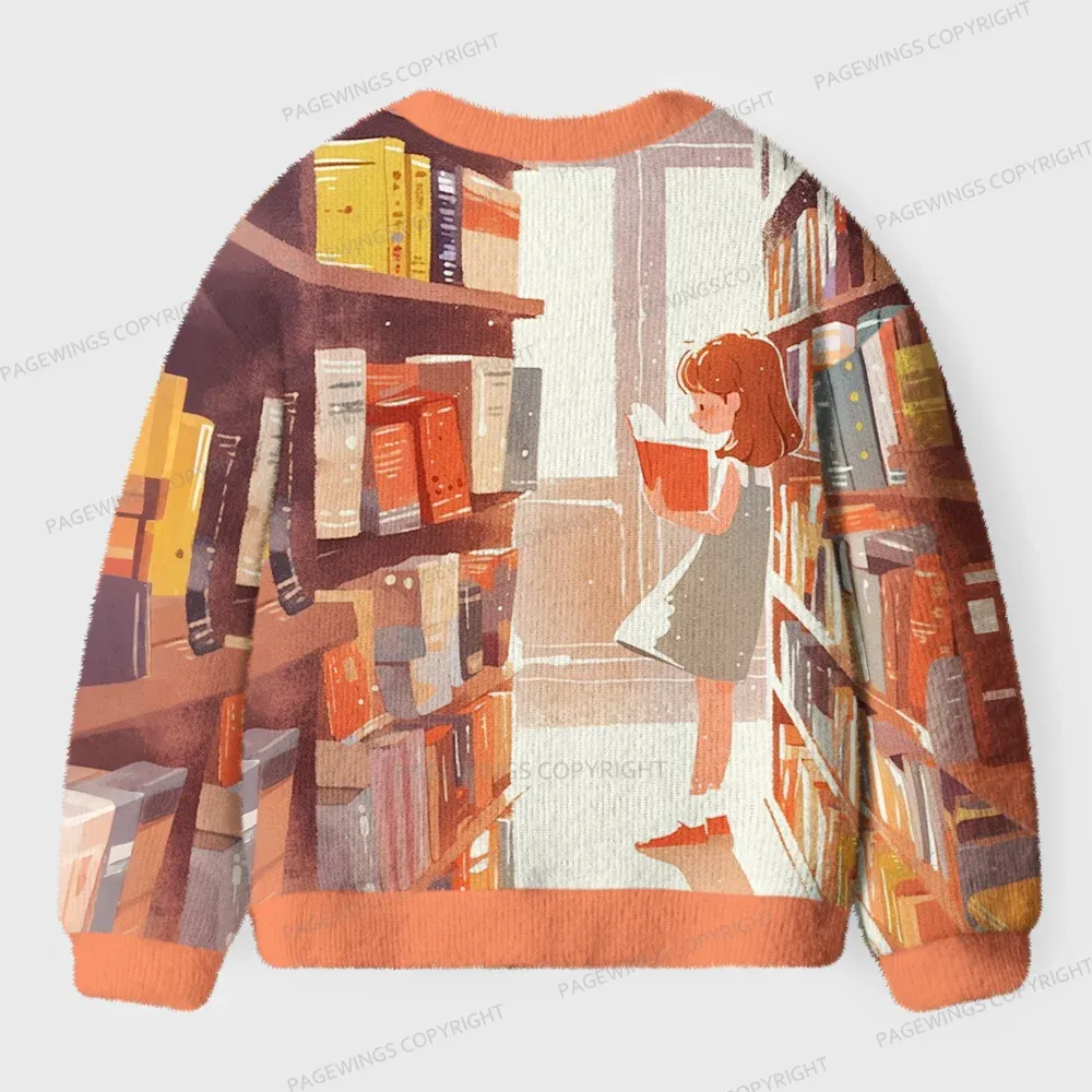 Pagewings Book Girl  Unisex Ugly Cardigan Sweaters