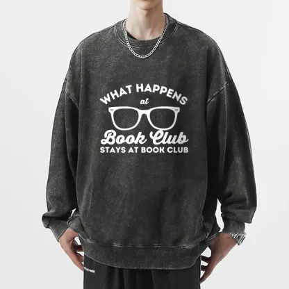 Pagewings What Happens At Book Club Unisex Washed Sweatshirt