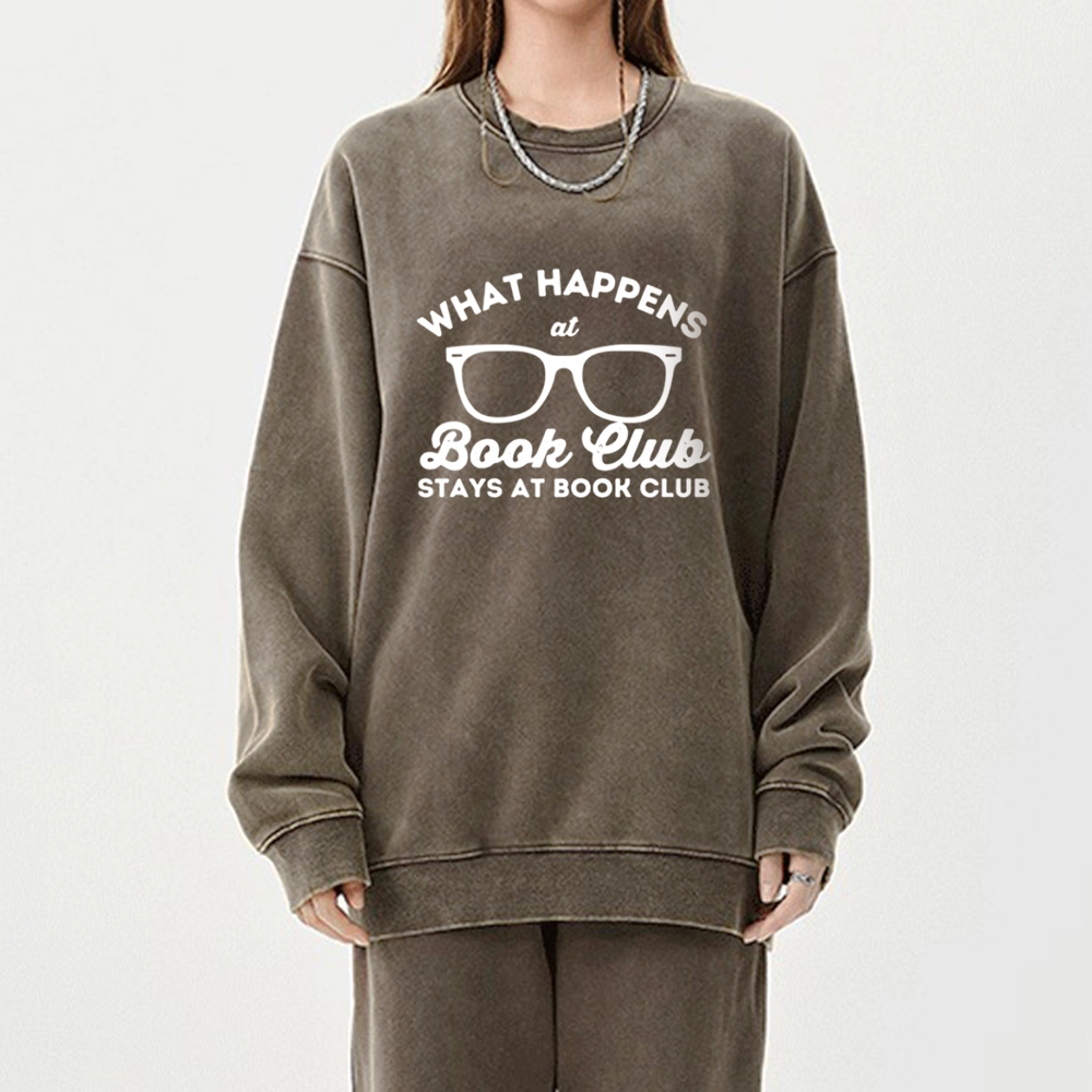Pagewings What Happens At Book Club Unisex Washed Sweatshirt