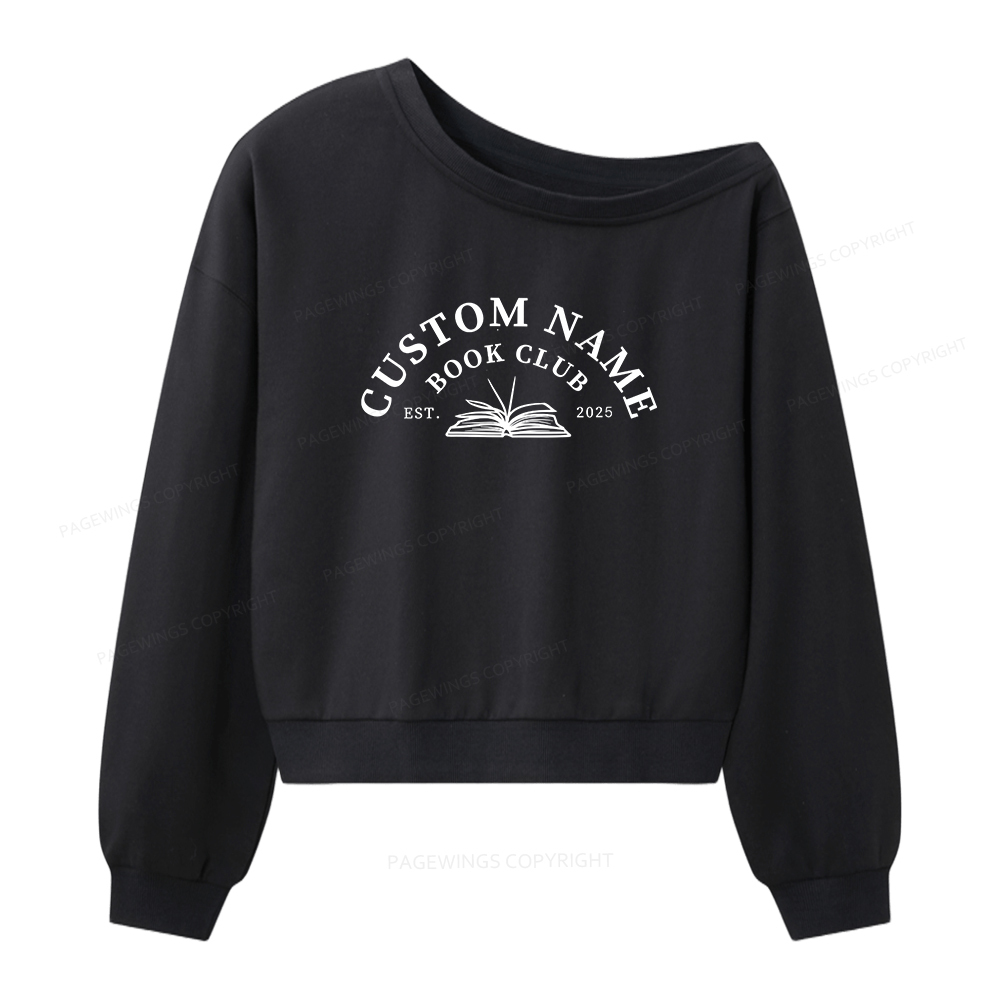 Pagewings Personalized Custom Book Club Women Off  Shoulder Sweatshirt