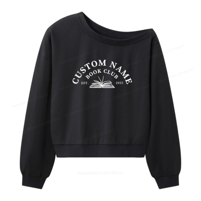Pagewings Personalized Custom Book Club Women Off  Shoulder Sweatshirt