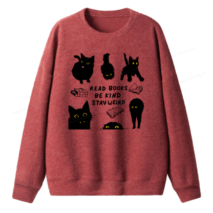 Pagewings Read Books Be Kind Stay Weird Unisex Knit Sweatshirt