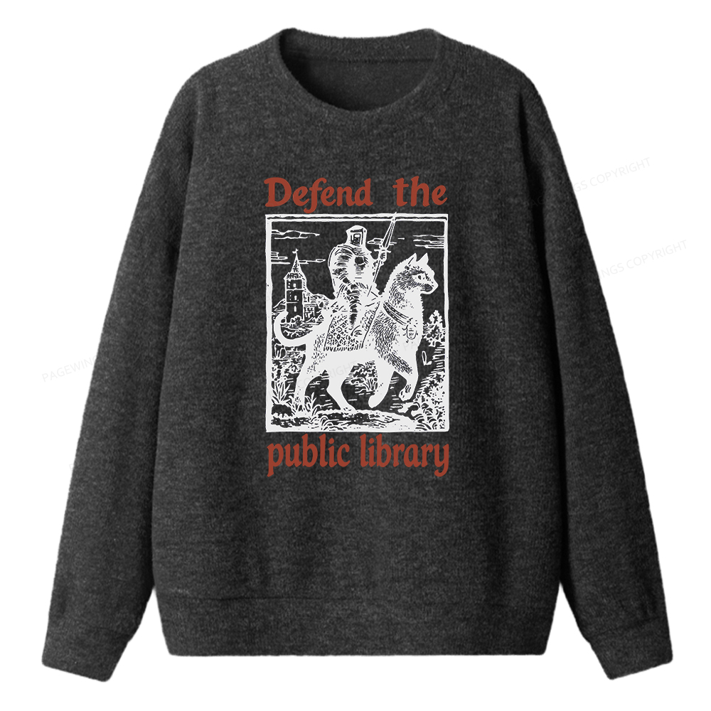 Pagewings Defend the Public Library Unisex Knit Sweatshirt