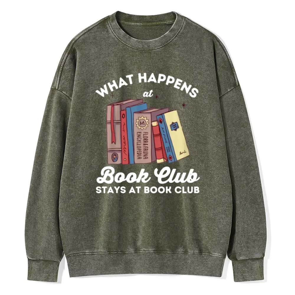 Pagewings Stays At Book Club Book Unisex Washed Sweatshirt