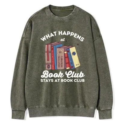 Pagewings Stays At Book Club Book Unisex Washed Sweatshirt