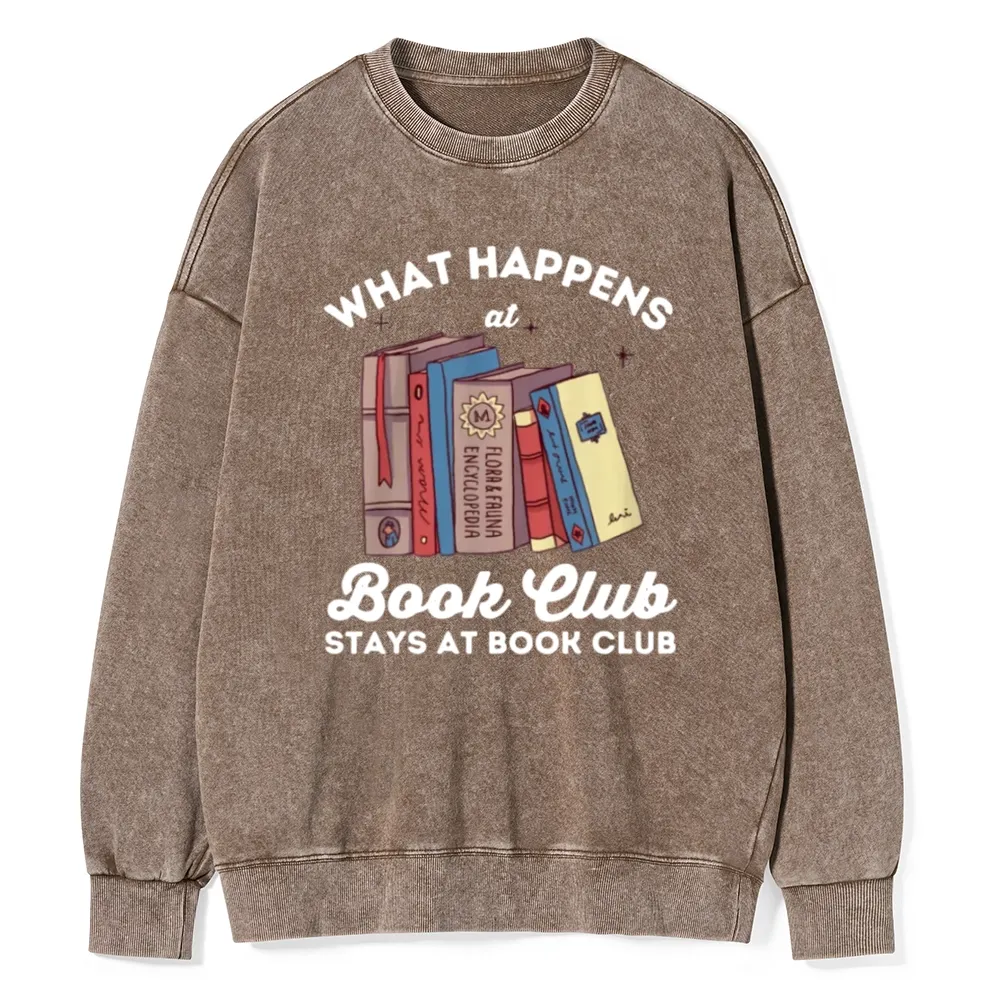Pagewings Stays At Book Club Book Unisex Washed Sweatshirt