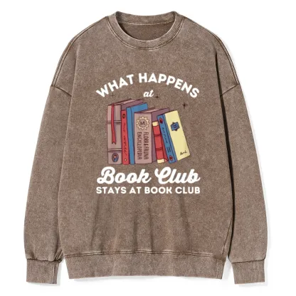 Pagewings Stays At Book Club Book Unisex Washed Sweatshirt