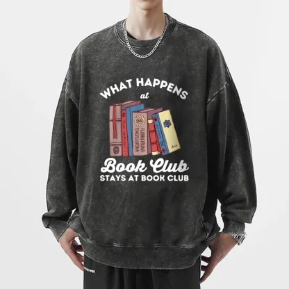 Pagewings Stays At Book Club Book Unisex Washed Sweatshirt