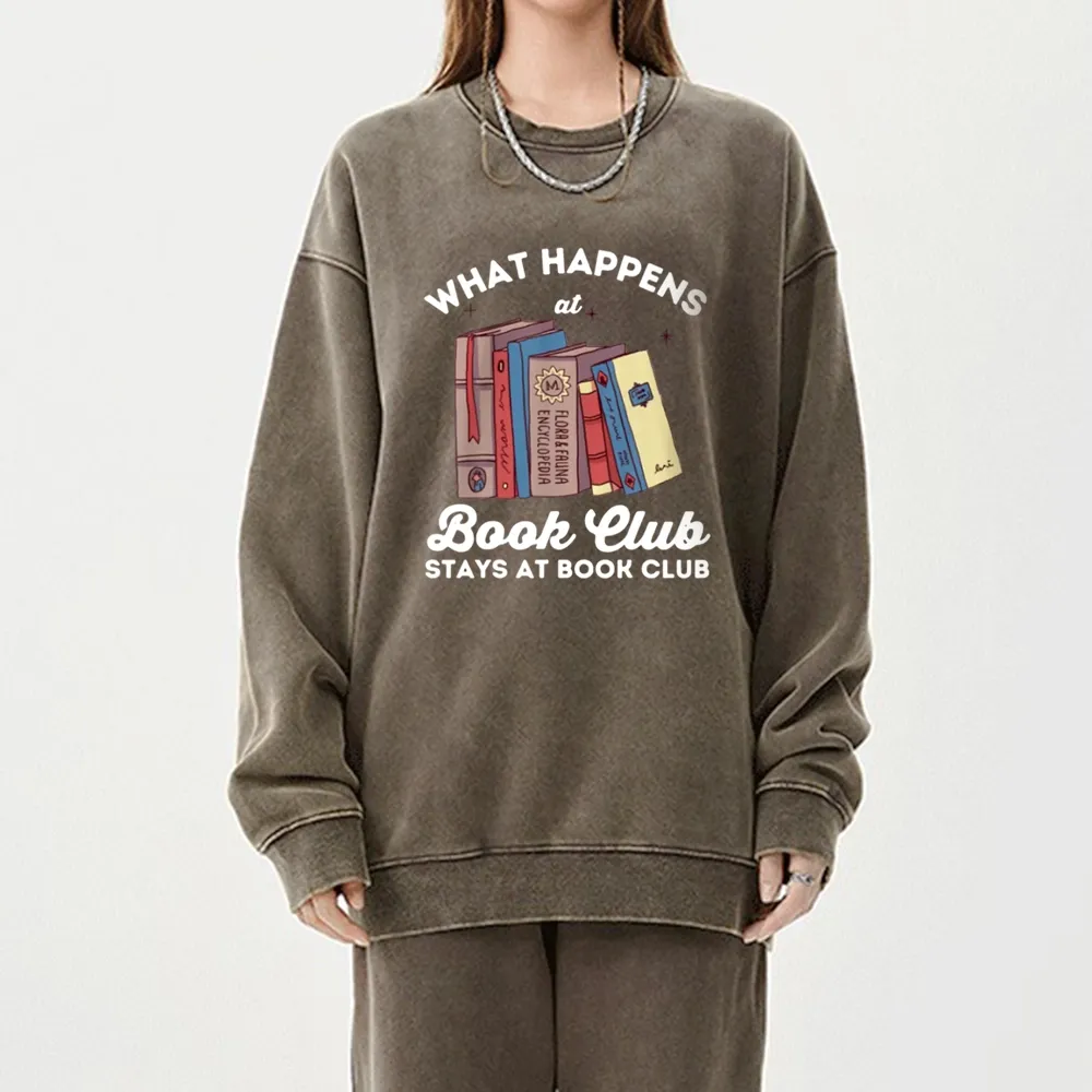 Pagewings Stays At Book Club Book Unisex Washed Sweatshirt