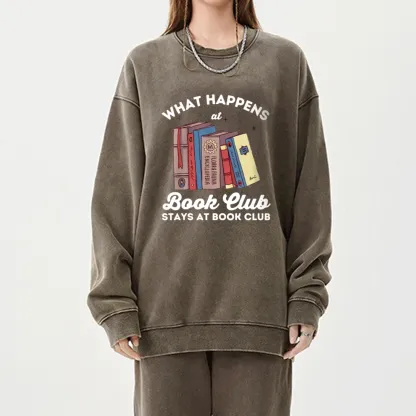 Pagewings Stays At Book Club Book Unisex Washed Sweatshirt