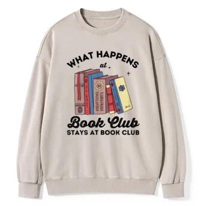 Pagewings Stays At Book Club Book Unisex Washed Sweatshirt