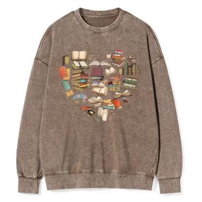 Pagewings Book Heart For Men And Women Unisex Washed Sweatshirt