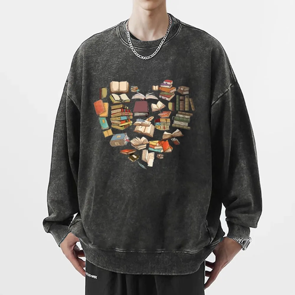 Pagewings Book Heart For Men And Women Unisex Washed Sweatshirt