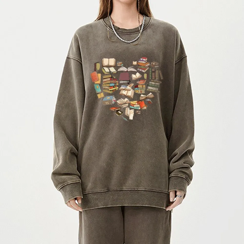 Pagewings Book Heart For Men And Women Unisex Washed Sweatshirt
