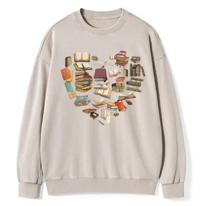 Pagewings Book Heart For Men And Women Unisex Washed Sweatshirt