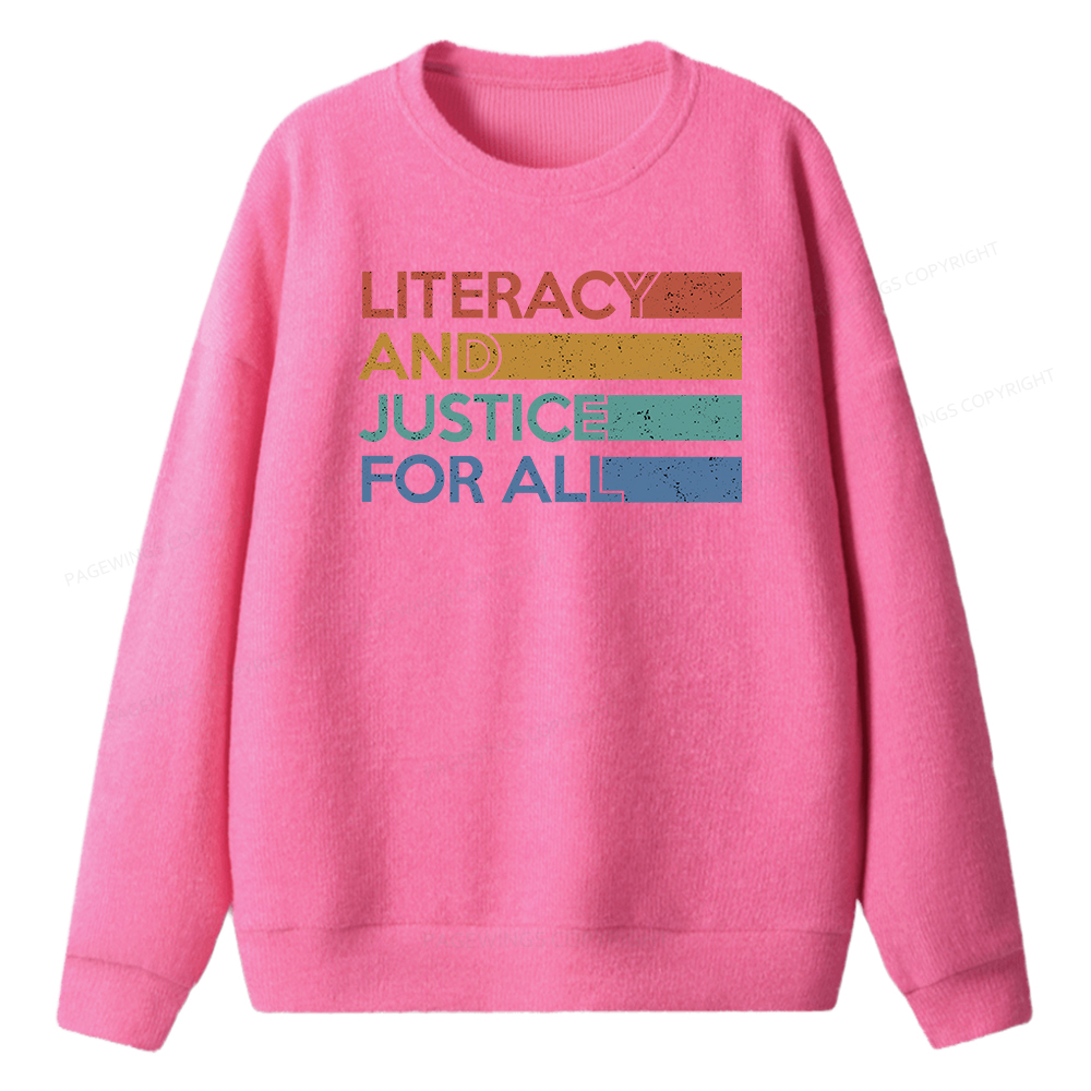 Pagewings Literacy and Justice For All Unisex Knit Sweatshirt