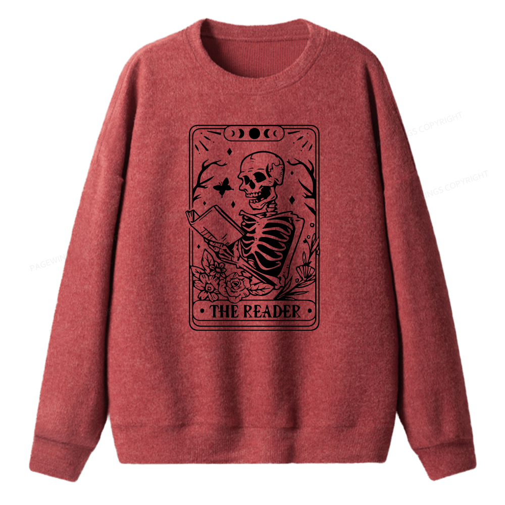 Pagewings Halloween The Reader Tarot Card Unisex Knit Sweatshirt