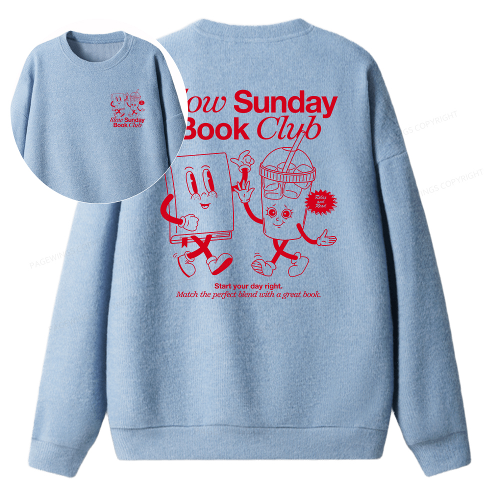 Pagewings Slow Sunday Book Club Unisex Knit Sweatshirt