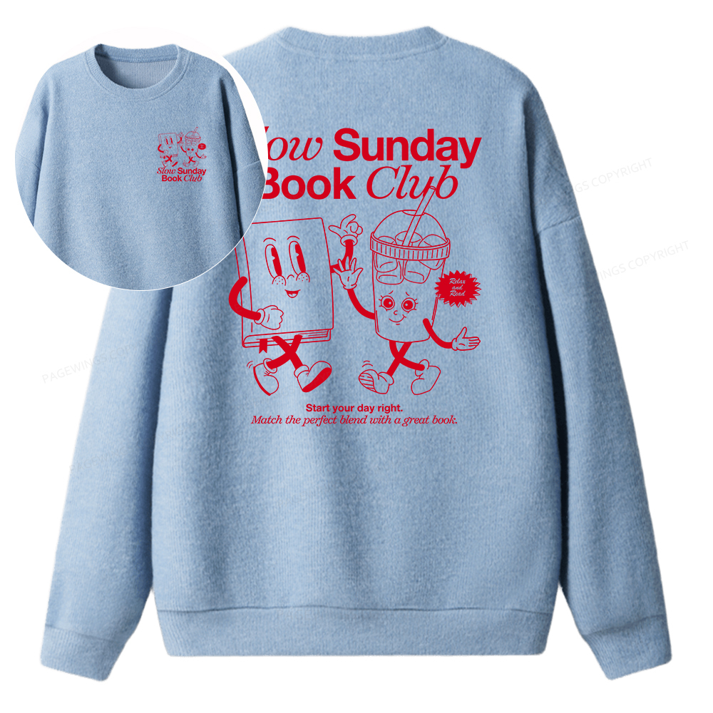 Pagewings Slow Sunday Book Club Unisex Knit Sweatshirt