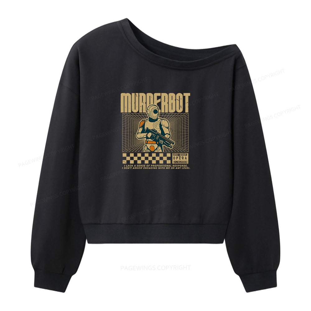 Pagewings Sci-Fiction Robot Hobby Women Off  Shoulder Sweatshirt