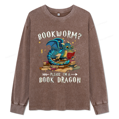 Pagewings Dragon Book Unisex Washed Long Sleeve T-shirt