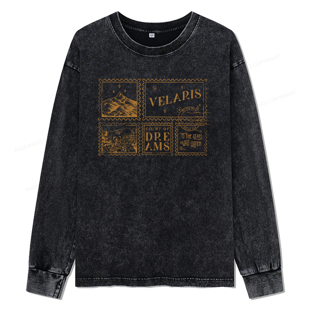 Pagewings Velaris Acotar Unisex Washed Long Sleeve T-shirt