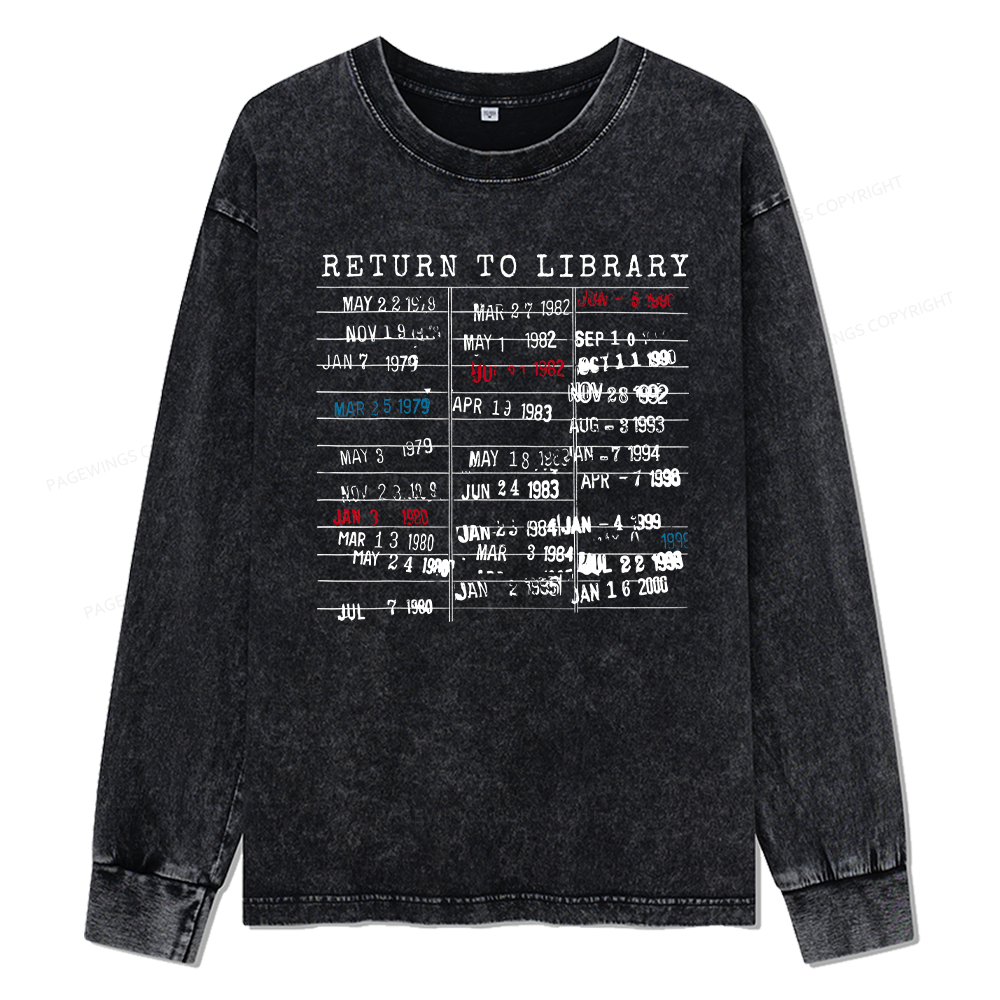 Pagewings Return To Library Unisex Washed Long Sleeve T-shirt