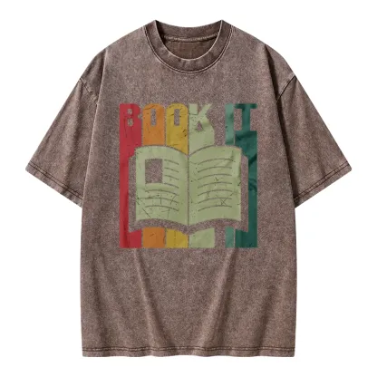 Pagewings Book It Retro 80s Unisex Washed T-shirt
