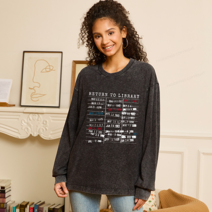 Pagewings Return To Library Unisex Washed Long Sleeve T-shirt