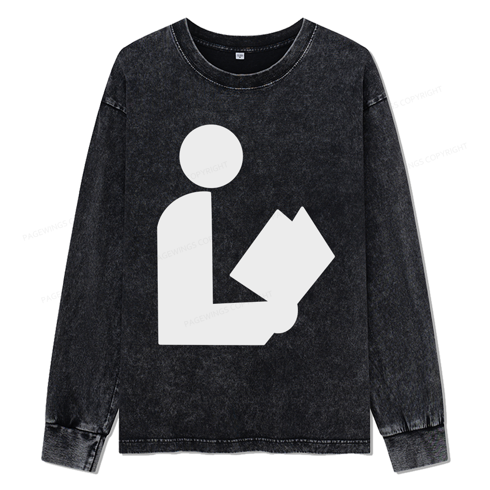 Pagewings National Library Symbol Unisex Washed Long Sleeve T-shirt