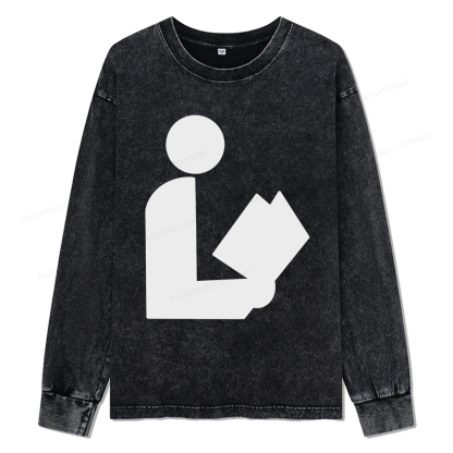 Pagewings National Library Symbol Unisex Washed Long Sleeve T-shirt