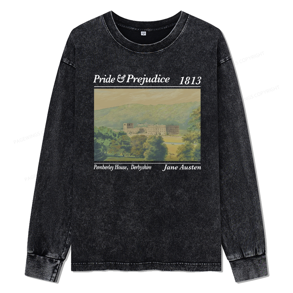 Pagewings Pemberley House Unisex Washed Long Sleeve T-shirt